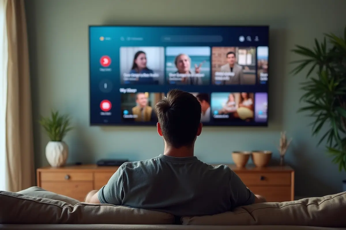 Man watching streaming ads service on his tv Streaming TV Media Buying https://nickpumphrey.com/