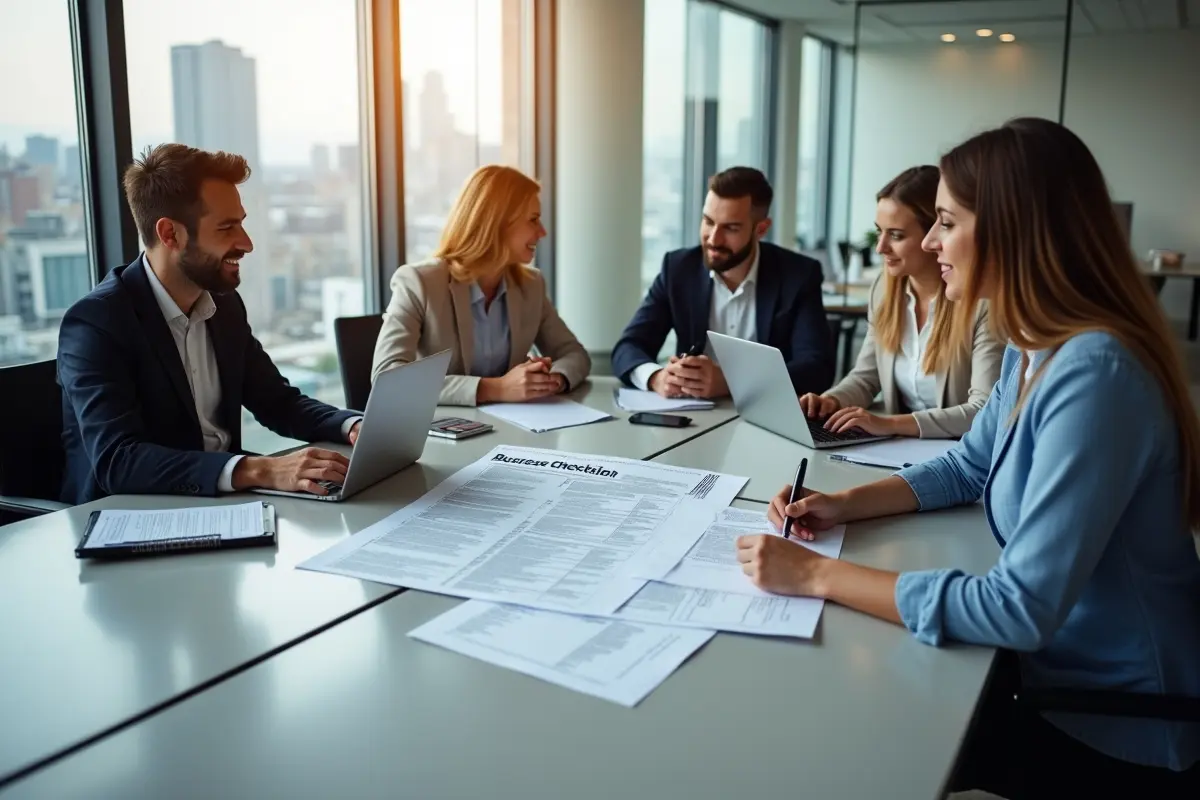 business team preparing checklist for moving to new commercial space