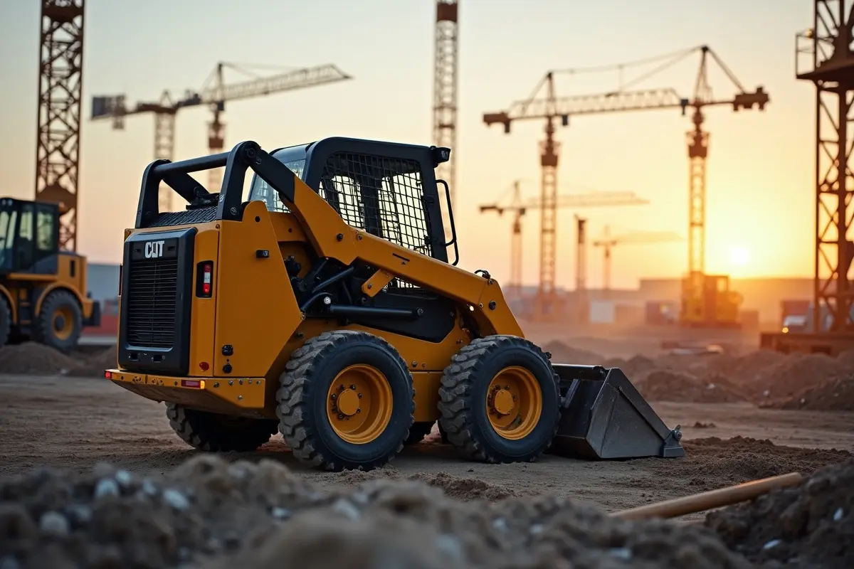 skid steer loader working on a modern construction project